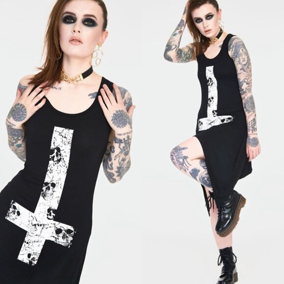 JAWBREAKER Skull Cross Witchy Dress With Back Ties - Picture 6 of 11